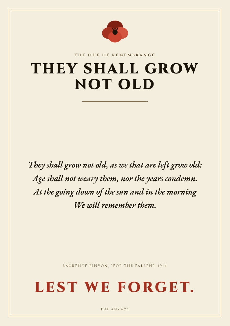 The Ode of Remembrance poster: They shall grow not old