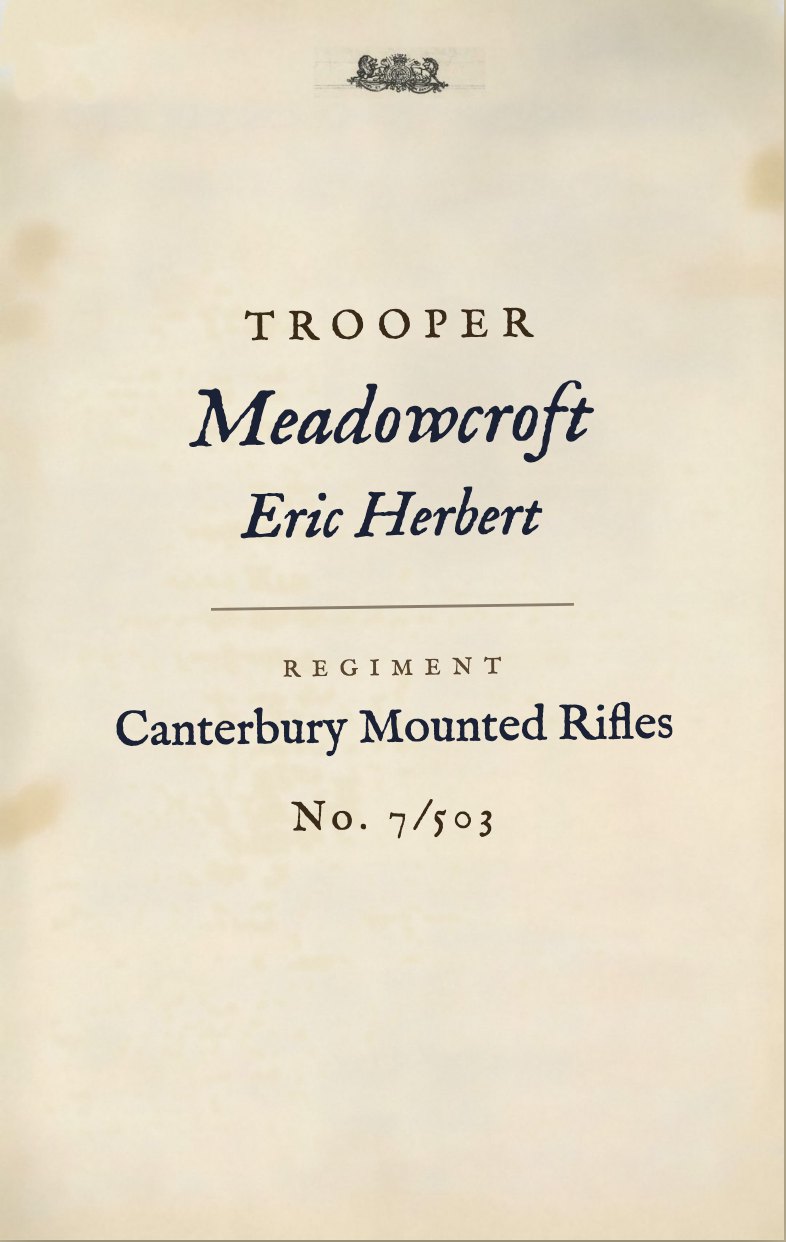 The Service Record page for Eric Herbert Meadowcroft